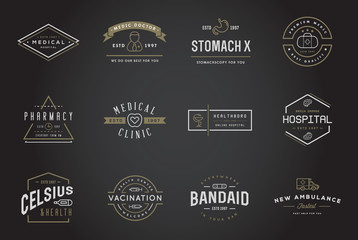 Obraz premium Medicine Health Vector Symbols Icons Can Be Used as Logotype Element or Icon, Illustration Ready for Print or Plotter Cut or Using as Logotype with High Quality