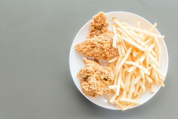 French fries and Fried chicken