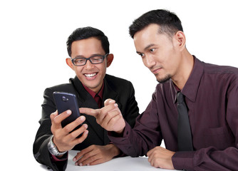 Businessmen using smartphone
