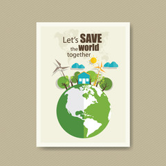 Vector Brochure Flyer design Layout template. Ecology background