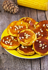 corn crepes with pine nuts