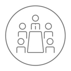 Business meeting in the office line icon.