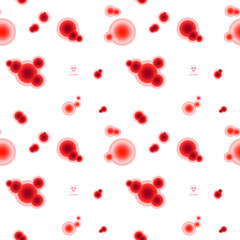 Scientific seamless pattern with red molecules