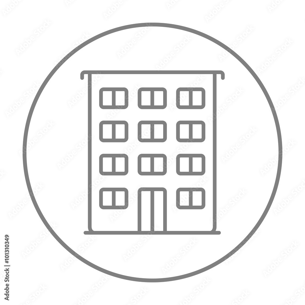 Poster residential building line icon.