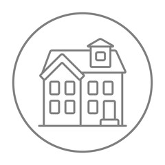 Two storey detached house line icon.