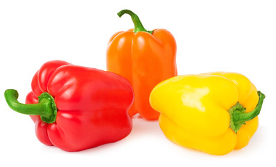 colored paprika isolated on white background