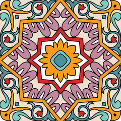 Vector beautiful seamless ornamental tile background. 