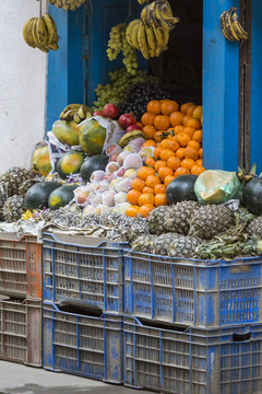 Fresh juice and fruit shop in Kathmandu, Nepal