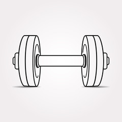 Vector illustration of dumbbell. Fitness icon.