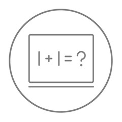 Maths example written on blackboard line icon.
