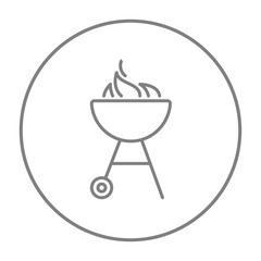 Kettle barbecue grill line icon.