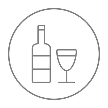 Bottle of wine line icon.