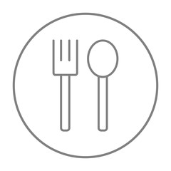 Spoon and fork line icon.