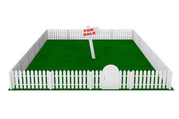 Yard with White Fence and For Sale Sign