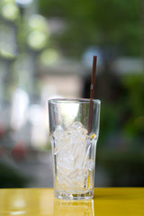 ice in the glass With plastic tubes