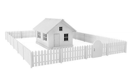 Gray House with Fence