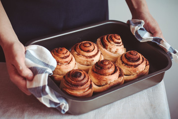 Homemade pastry with cinnamon for breakfast