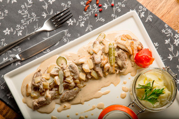 best beef Stroganoff in Russia at home