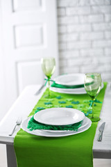 Table setting for St Patricks Day