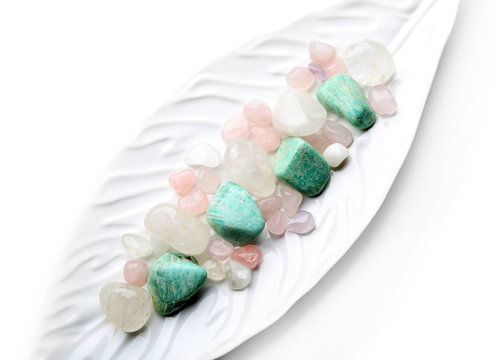 Semiprecious stones on a dish
