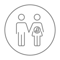 Husband with pregnant wife line icon.