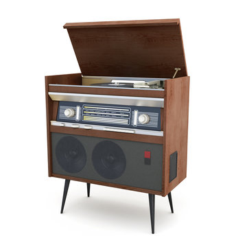 Vintage music player isolated on white background.3d render imag