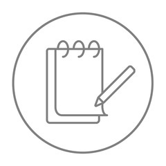 Notepad with pencil line icon.