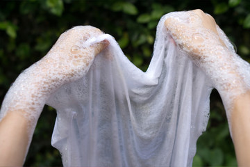 Hand washing and remove stains on white clothes.