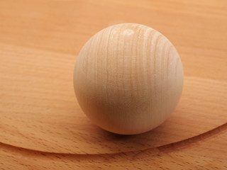 One wooden sphere close up