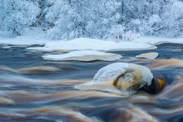 Fototapete Rund Kalter Winterfluss © frozenmost