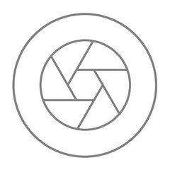 Camera shutter line icon.