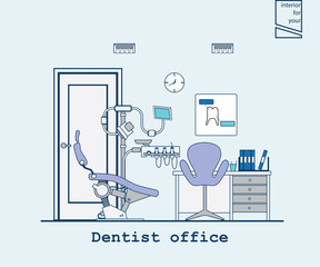 flat dentist office illustration design background.