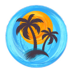 Fototapeta na wymiar Sun and palm trees illustration