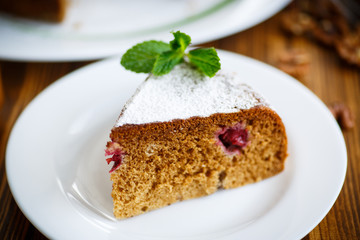 sweet honey cake with cherries 