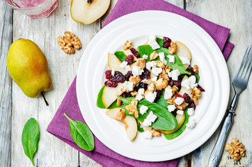 spinach, dried cranberries goat cheese walnuts pear salad