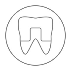 Crowned tooth line icon.
