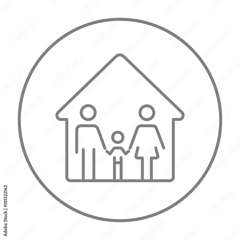 Sticker Family house line icon.