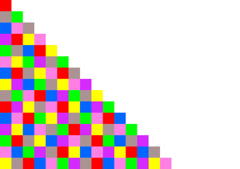 Bunte Quadrate treppenförmig angeordnet im linken Bereich und mit großem weißem Textfreiraum