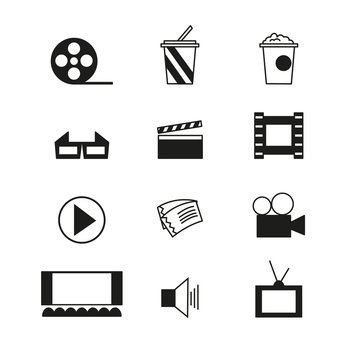 Cinema sign and symbol vector set