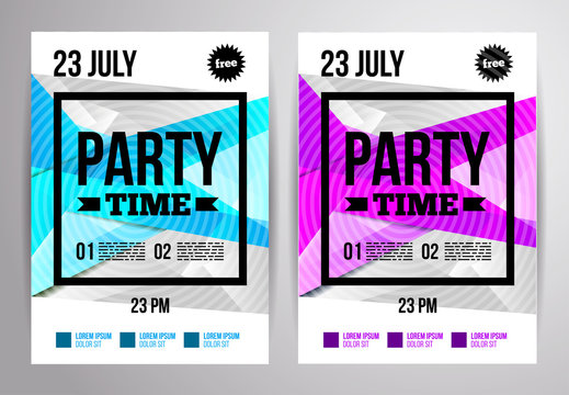 Party flyer design. Disco template. Vector illustration.
