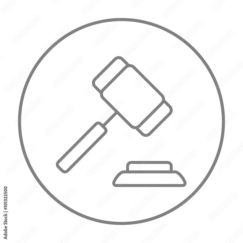 Poster Auction gavel line icon.