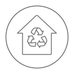House with recycling symbol line icon.