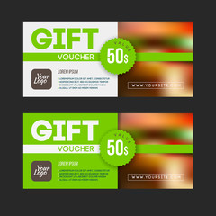 Gift voucher template set. Two gift cards design.