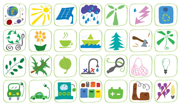Icons on the theme of ecology/set of vector illustration icons theme ecology