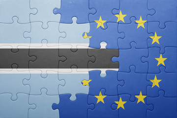 puzzle with the national flag of botswana and european union