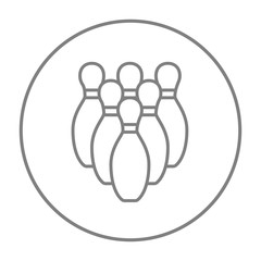 Bowling pins line icon.