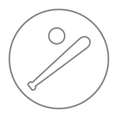 Baseball bat and ball line icon.