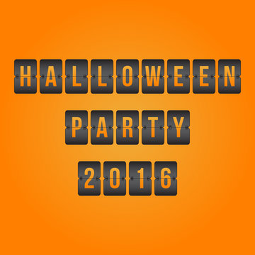 vector Halloween Party 2016  Scoreboard, orange and black flip symbol isolated on background