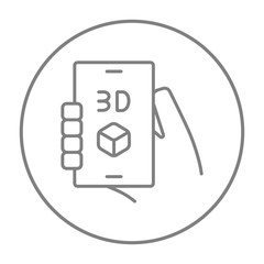 Smartphone with three D box line icon.