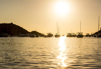 Golden sunset in Ibiza island